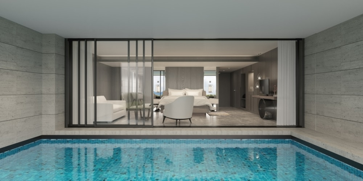 architecture,bedroom,chair,clean,contemporary,design,furniture,hotel,house,indoors,interior,interior design,lux resort and residences,luxury,minimalism,minimalist,modern,room,swimming pool