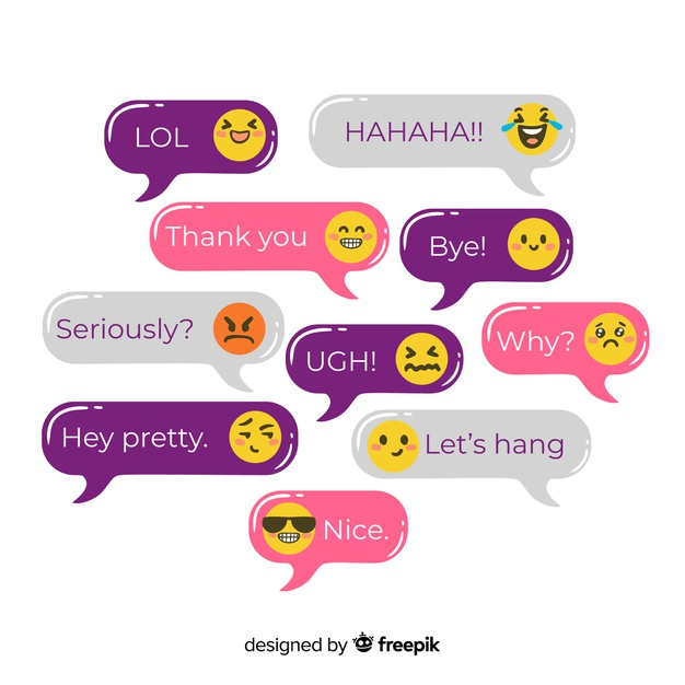 messages,feelings,chatting,set,emojis,collection,facial,emoticons,chat,colorful,text,face,comic,box,design