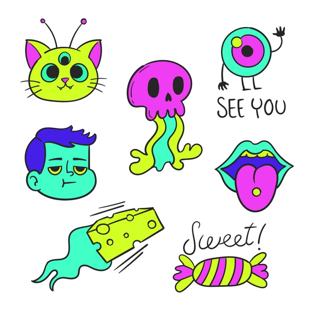 Free Vector  Hand drawn pack of funny stickers