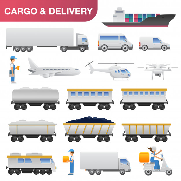 set,logistic,vehicle,transportation,transport,flat,delivery,icon