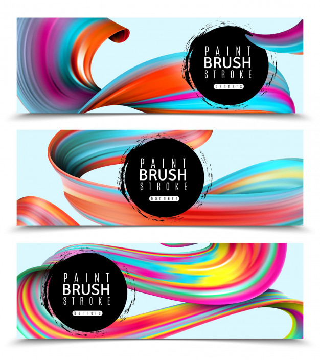 Colorful Paint Brush Strokes Set Vector Download