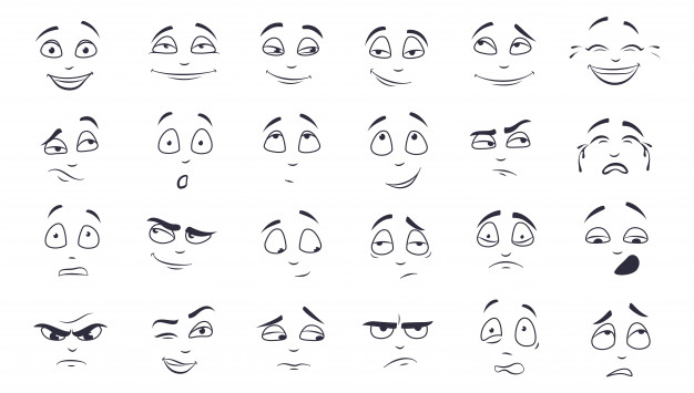 Emoji faces expression sad mood surprise scared Vector Image