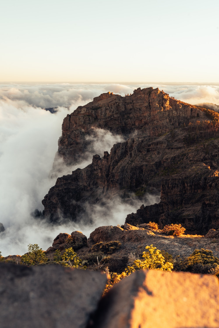 fog,gran canaria,landscape,mountain,rocky,scenic,sea of clouds,spain