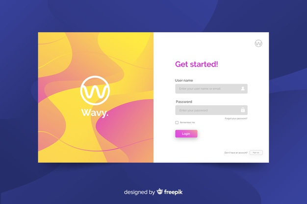 Free: Log in landing page with wavy background Free Vector 