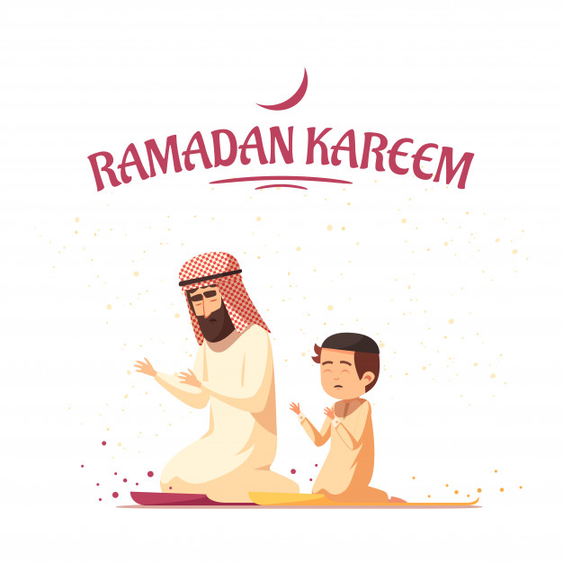 Free: Arab muslims ramadan kareem cartoon Free Vector 