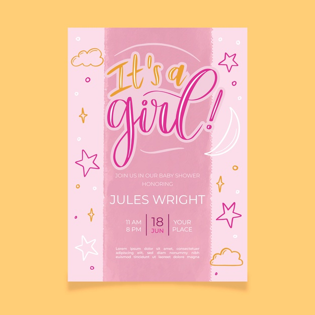 ready to print,reveal,ready,gender,newborn,shower,announcement,print,celebrate,invite,stars,celebration,pink,baby shower,girl,template,party,baby,invitation