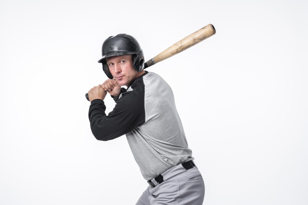 Free: Baseball player posing in helmet with bat Free Photo - nohat.cc