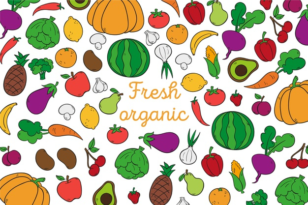 fruits and vegetables background clipart women