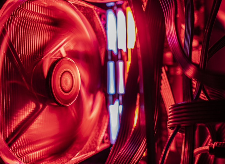 blur,close-up,colors,computer,computer lights,connection,cpu,dark,design,device,electronic,equipment,fan,focus,futuristic,indoors,information technology,inside,light,lights,parts,pc,portable,red,technology,wire
