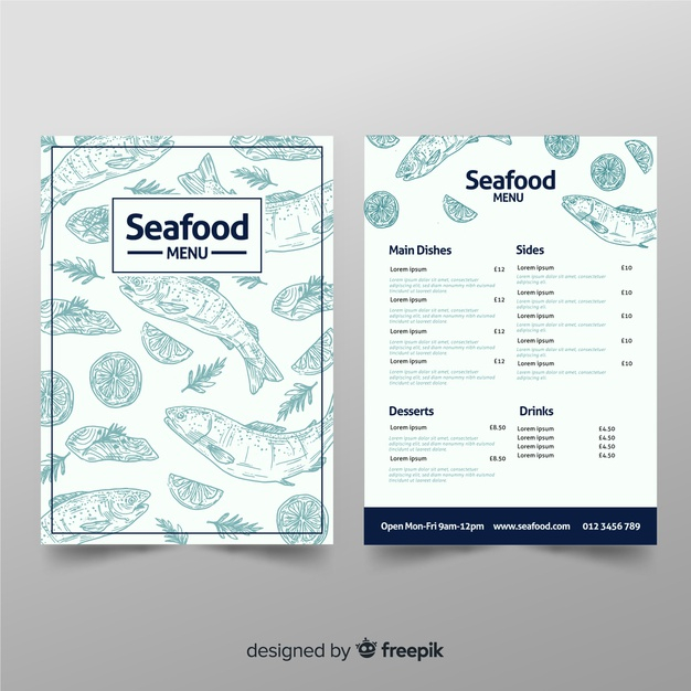 Free: Hand drawn restaurant seafood menu template Free Vector - nohat.cc