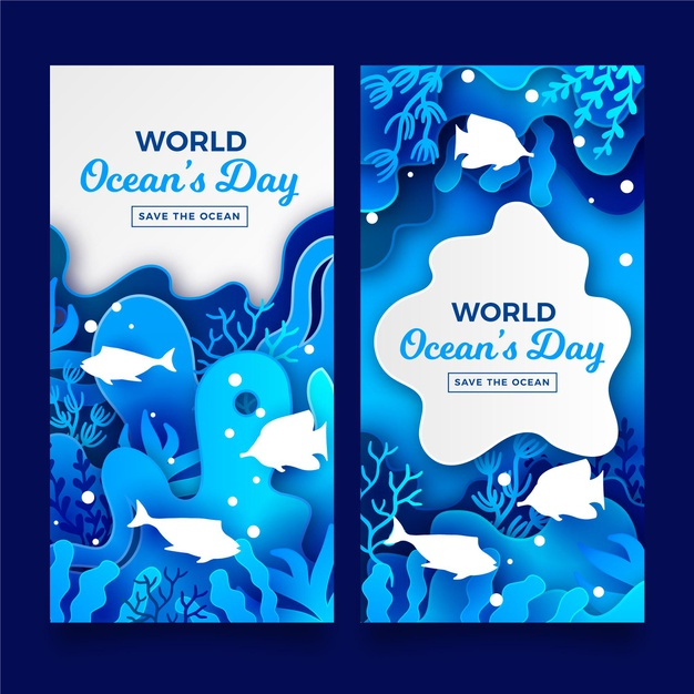 world oceans day,paper style,oceans,set,environmental,ecosystem,collection,coral,save,day,style,protection,marine,underwater,ecology,environment,ocean,world,sea,paper,banner