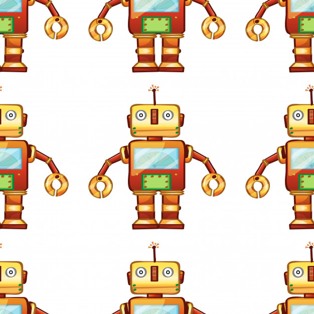 wrapping,tile,seamless,toy,robot,cute,cartoon,frame,pattern