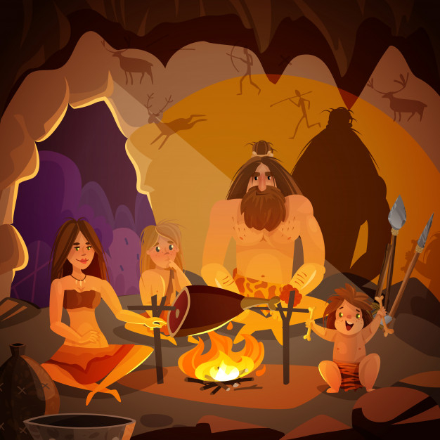 neanderthal,primeval,pelt,neolithic,archaic,masculinity,prey,savage,mammoth,primitive,prehistoric,caveman,clothe,campfire,strength,ancient,age,weapon,cave,hunting,torch,hammer,skin,print,decorative,stone,beard,illustration,animal,cartoon,family,design