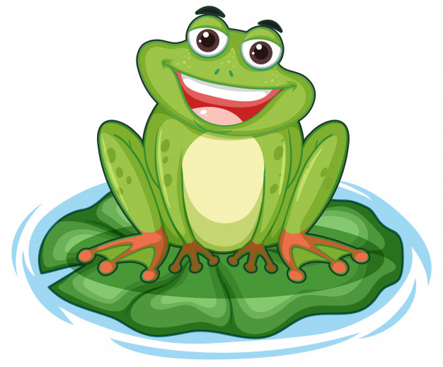 Free: Happy frog with big smile sitting on the leaf Free Vector 