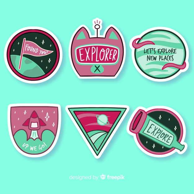 Free: Flat design colorful space sticker collection Free Vector - nohat.cc