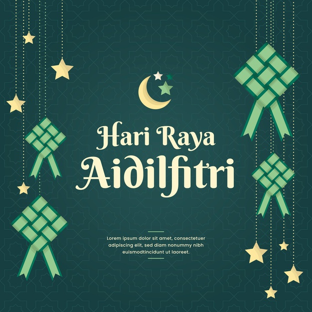 Free Hari Raya Aidilfitri Ketupat And Moon Free Vector Nohat Cc