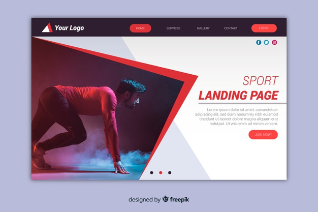 Free Sport Landing Page Template With Photo Free Vector Nohat Cc