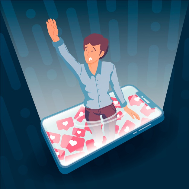 Free: Illustrated person addicted to social media Free Vector - nohat.cc