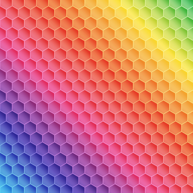 themed,minimalistic,spectrum,hexagon,rainbow,geometric,design,abstract,pattern