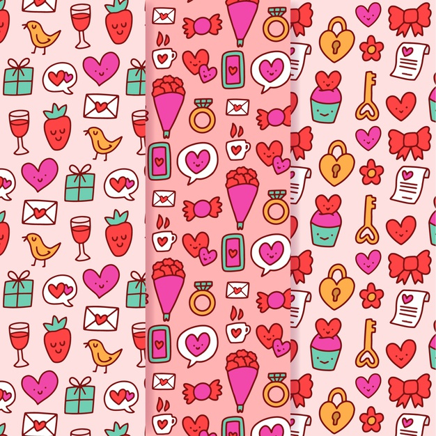Free Vector  Hand drawn valentine's day pattern collection