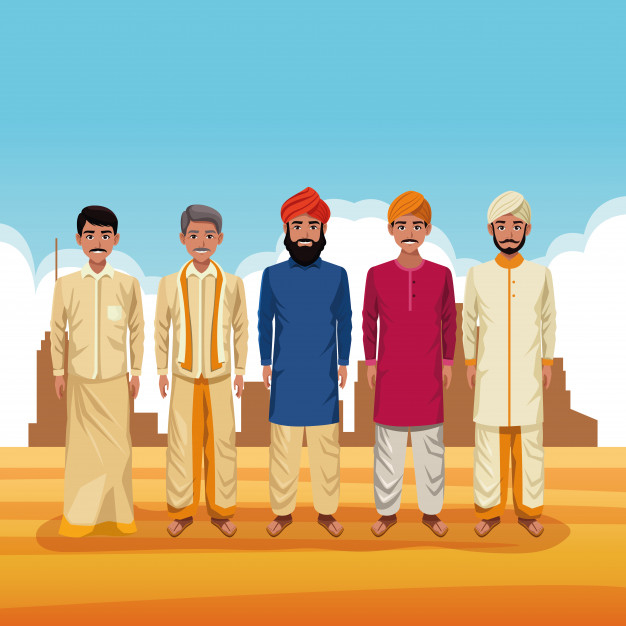 Free: Indian group of india cartoon Free Vector 
