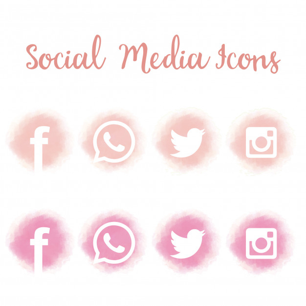 light pink social media icons
