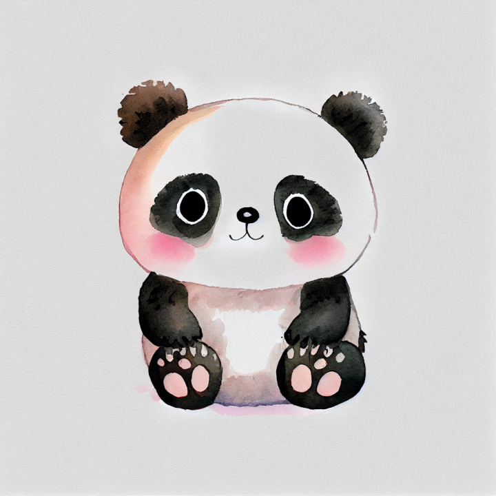 Free Cute Panda Sitting Watercolor Nohatcc