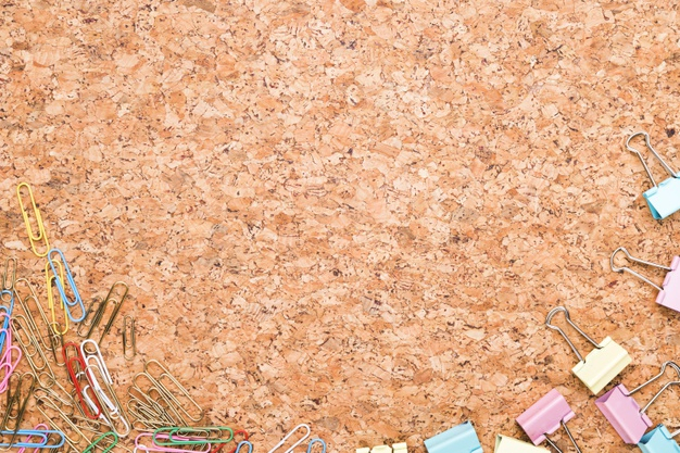 Blank Notebook, Ring Binder, in a Cork Background. Flat Lay, Copy