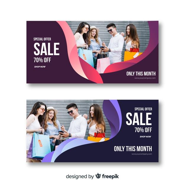 Free Vector, Fashion sale banner collection with photo