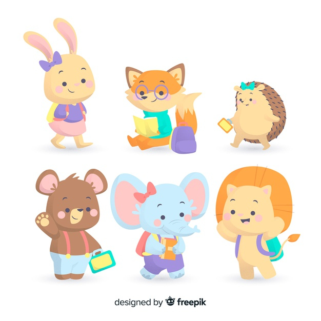 Free: Pack of cute animals ready to study Free Vector 