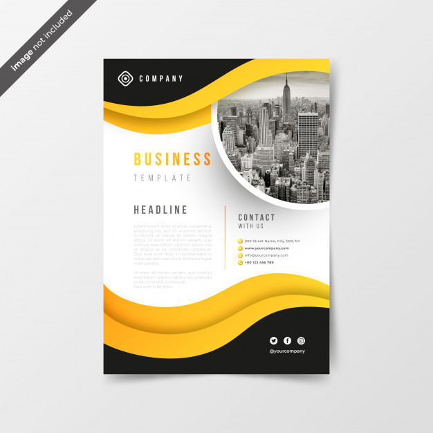 Free: Abstract business flyer with yellow waves Free Vector 