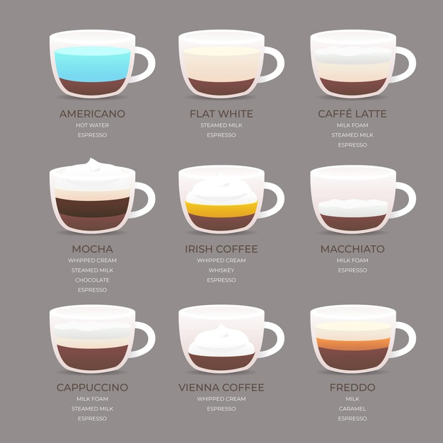 Set of cups water with filling Royalty Free Vector Image