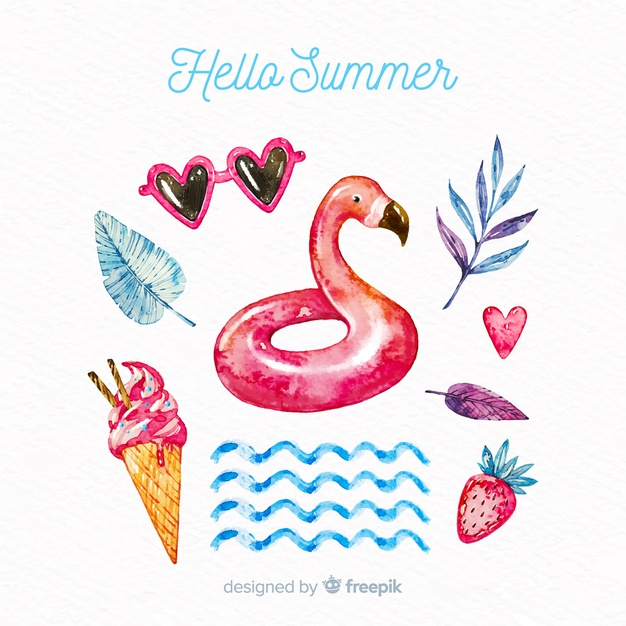 Free Vector  Watercolor summer element collection