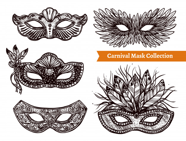 Free: Carnival mask hand drawn set Free Vector 