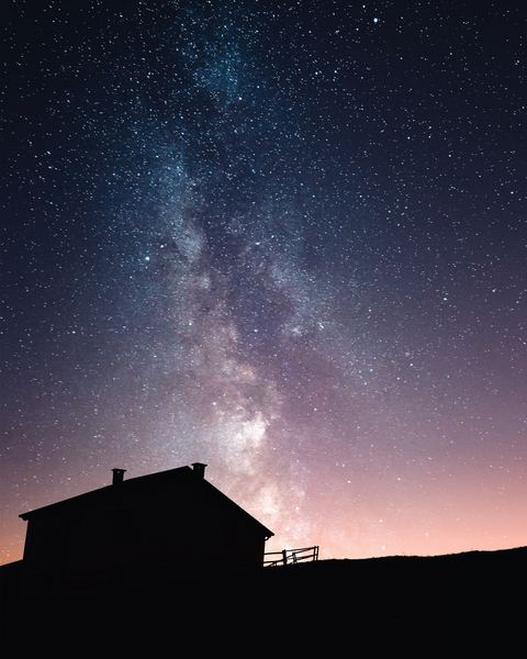 connect,wallpaper,forest,home,decor,interior,background,cloud,rock,milkyway,house,sky,star,horizon,fence,chimney,home,cabin,dark,silhouette,astrophotography,free stock photos