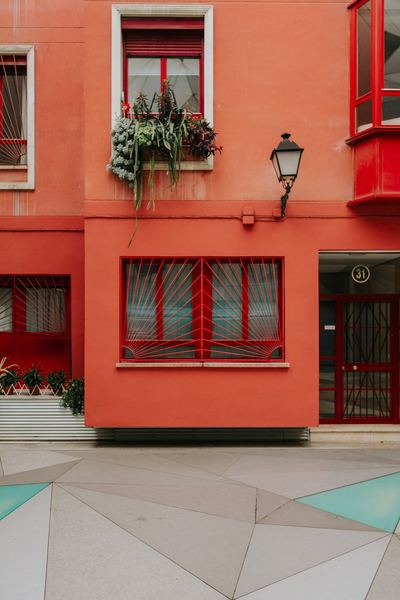structure,red,architecture,architecture,building,city,architecture,building,city,red,building,window,apartment,madrid,colorful,door,street,orange,geometric,plants,31,creative commons images