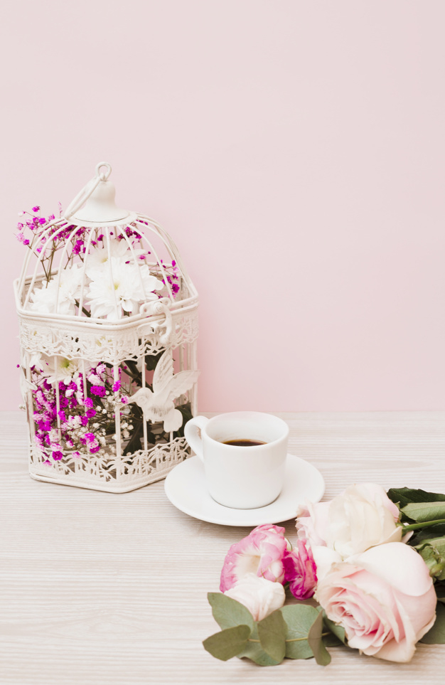 background,flower,floral,coffee,flowers,love,wood,animal,table,pink,rose,white background,tea,white,roses,backdrop,pink background,wood background,coffee cup,plant