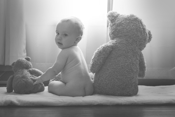 adorable,baby,black-and-white,child,childhood,cute,facial expression,family,happy,innocence,kid,little,love,nude,room,teddy,teddy bears,toddler,toy,wear,Free Stock Photo