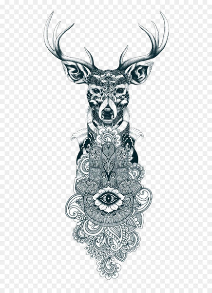 deer,reindeer,gray wolf,tattoo,hamsa,drawing,horn,symbol,tattoo artist,art,fox,artist,black and white,visual arts,head,monochrome photography,pattern,illustration,design,monochrome,antler,font,png