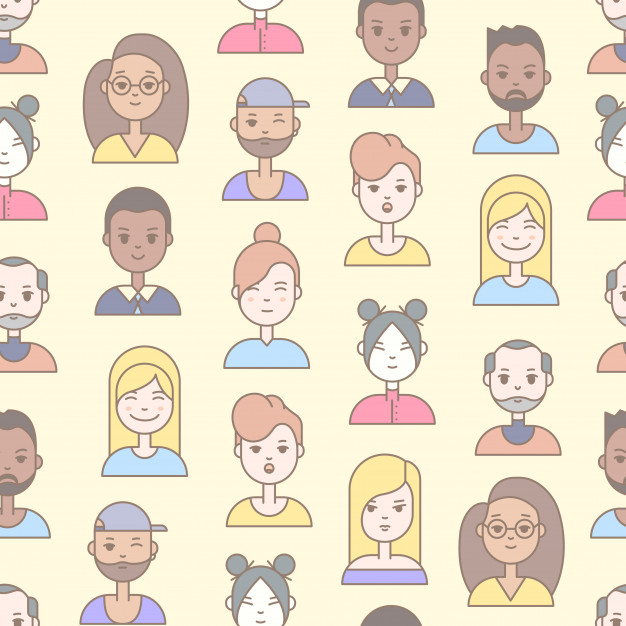 pattern,business,people,icon,fashion,social media,character,cartoon,beauty,cute,face,hipster,web,avatar,social,flat,seamless pattern,profile,head