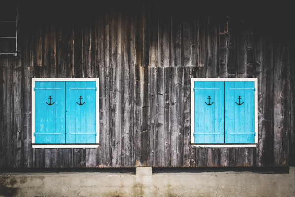 anchor,architecture,building,concrete,dirty,door,entrance,exterior,facade,house,maritime,rustic,texture,turquoise,vintage,wall,windows,wood,wooden,Free Stock Photo