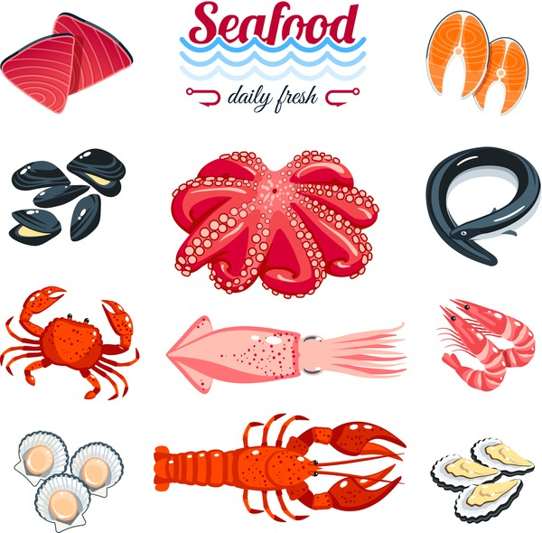 sea,food,crab,vector,lobster,shrimp,clam,salmon,set,oyster,illustration,graphic,drawing,tuna,meal,delicacy,prawn,restaurant,white,icon,seafood,eel,isolated,fish,cooking,market,bright,collection,color,colorful,delicious,design,fresh,gourmet,healthy,marine,menu,mussels,ocean,octopus,scallop,shellfish,sign,specialty,squid,symbol,tasty,travel