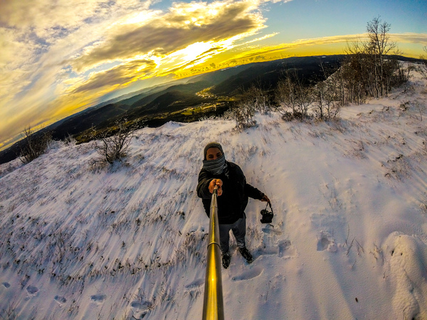 action,adult,adventure,altitude,cold,dawn,daylight,exploration,explore,frost,frozen,gopro,high,hike,ice,landscape,motion,mountain,nature,outdoors,person,recreation,scenic,season,selfie,sky,snow,stick,sunset,travel,water,wear,weather,wide angle photography,winter,winter clothing,Free Stock Photo