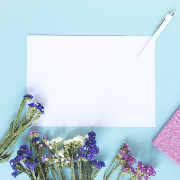 background,flower,mockup,floral,invitation,card,flowers,blue background,gift,template,paper,floral background,nature,blue,pink,colorful,purple,white,backdrop,pen