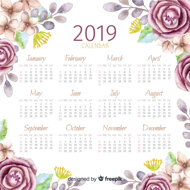 watercolor,calendar,floral,school,template,number,time,2019,plan,schedule,planner,date,calendar 2019,diary,year,watercolor floral,day,timetable,month,weekly planner