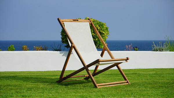 blue,chair,clean,comfortable,deck chair,design,grass,green,landscape,nature,ocean,sea,seat,summer,vacation,water,wood,Free Stock Photo