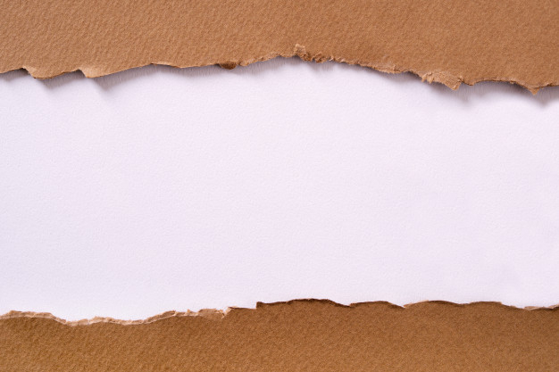 Free: Torn brown paper center strip white background 