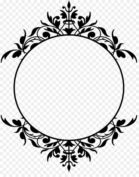 Wall Mural Black circle frame with floral border 