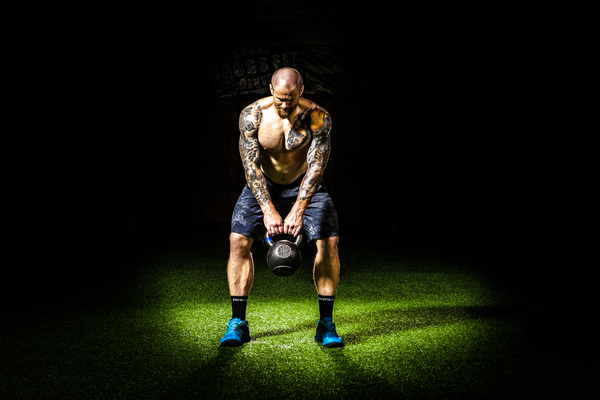 body,crossfit,dark,effort,exercise,fitness,gym,heavy,kettle bell,kettlebell,man,muscles,spotlight,strong,tattoos,training,weights,workout,Free Stock Photo