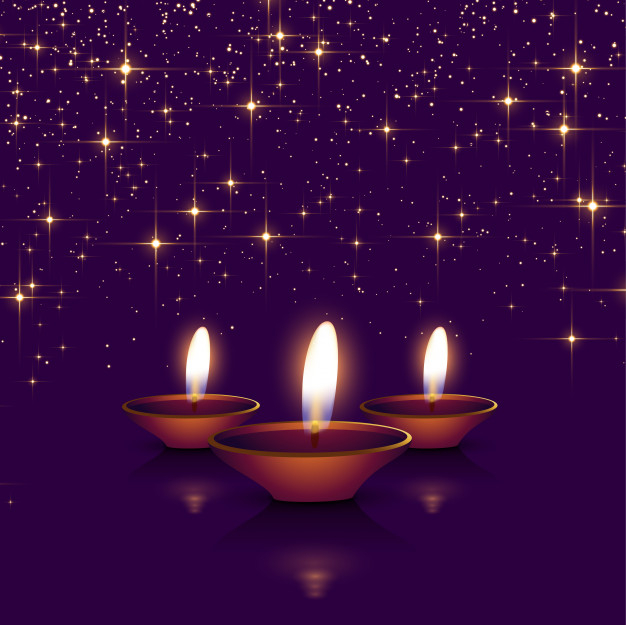 Free: Happy diwali sparkles background with diya 